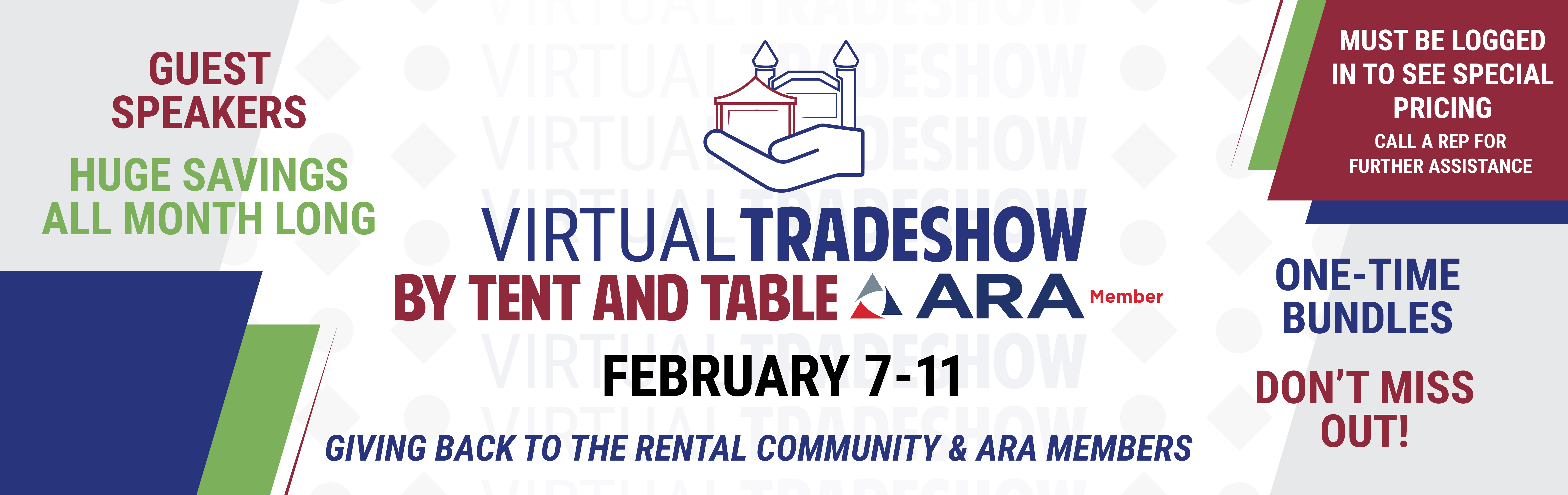 Virtual Trade Show Deals at Tent and Table (An ARA Member)