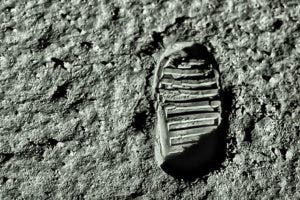 Buzz Aldrin's footprint, which he left after his moonwalk during the Apollo 11 mission