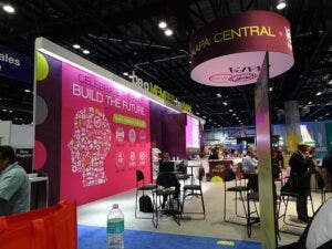 Trade show booths at IAAPA