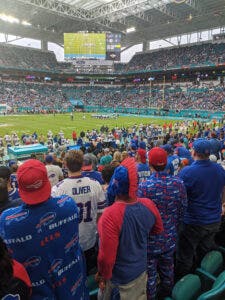 Buffalo Bills supporters showing their Western New York pride on the Miami Dolphins' home turf