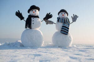 Building snowmen is a great family pastime