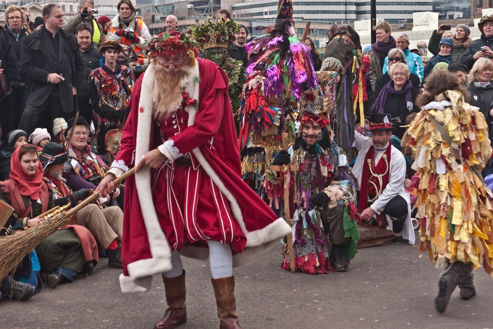 Revelers celebrate Twelfth Night, one of the traditional 12 Days of Christmas